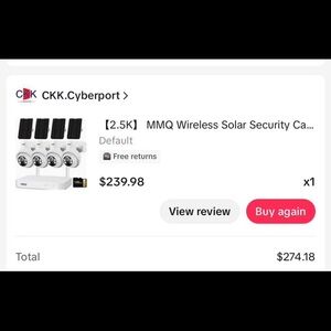 MMQ Wireless Solar Security Camera System - White and Black